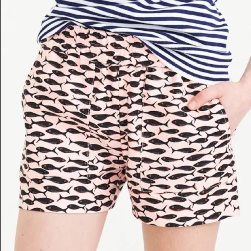 J. Crew Linen Shorts with Minnow Print